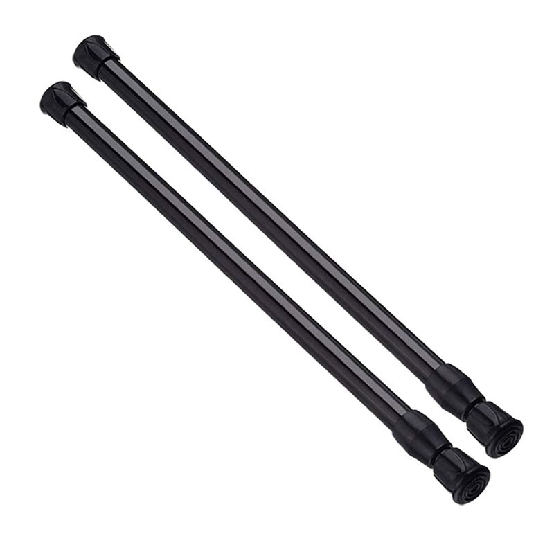 AIZESI Spring Tension Curtain Rods Short Tension Rod (Black,17" to 28"-2Pcs) - Image 1
